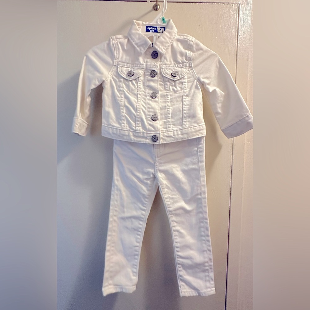 3 item- 7 for all Mankind White Jeans,Gap White Denim Jacket,Hudson Shirt w/lace